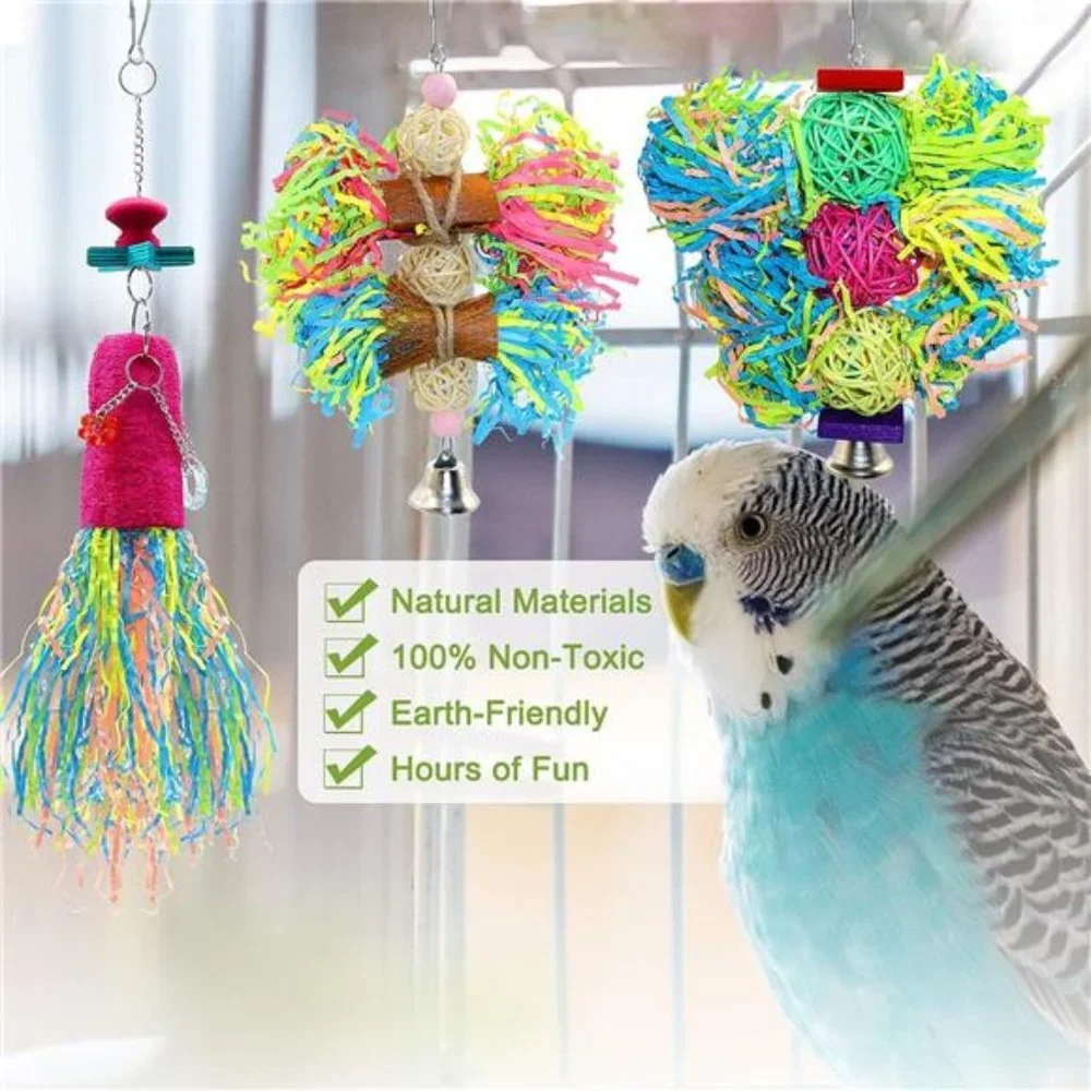 Bird Chewing Toys Parrot Shredder Toy Shred Foraging Hanging Cage Toy for Conure
